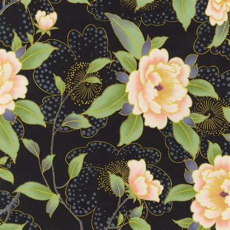 robert kaufman kaufman imperial collection flowers metallic black fabric|honoka fabric.